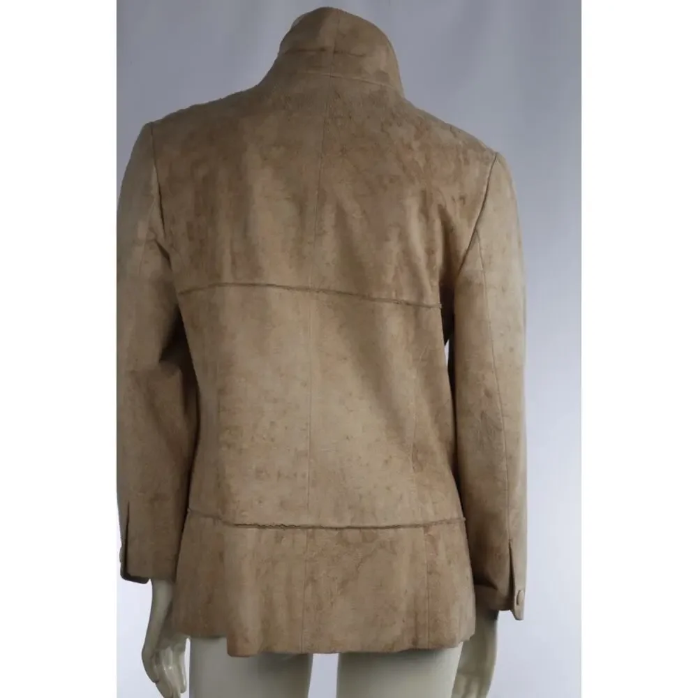 CHANEL Identification 00C Vintage Suede Leather Double Breasted Blazer Jacket 40